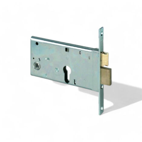 Serratura da infilare per porte con catenaccio e scrocco in ottone acciaio zincato 2 mandate 77mm compatibile cilindro sagomato (1/3)