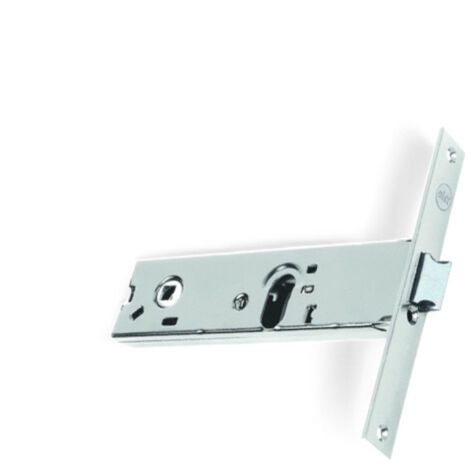 Serratura da infilare per porte strette acciaio inox con catenaccio e scrocco reversibile 1 mandata H44 mm compatibile cilindro ovale - 70 mm