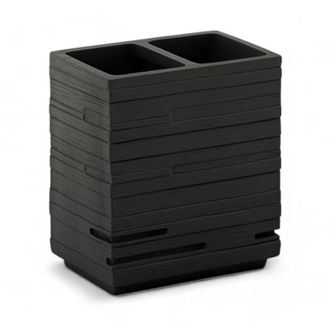 Porta spazzolini da denti arredo bagno in resina nera moderno Linea Dark
