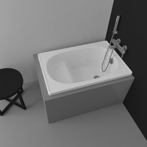 Vasca da bagno rettangolare in acrilico bianco con seduta solo guscio - 105x70 cm