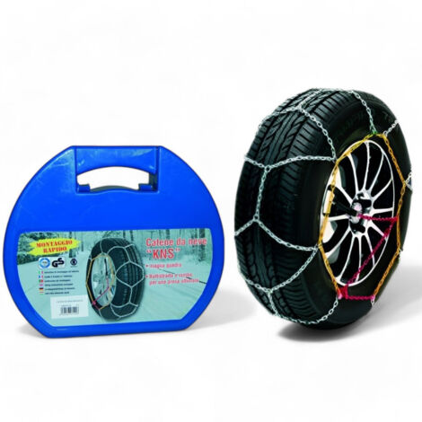 Catene da neve 9 mm misure pneumatici compatibili auto fino 18 pollici omologate maglia quadra per neve e ghiaccio