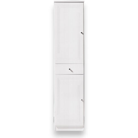 Mobiletto Per Bagno Bakaji In MDF Bianco - Con Anta, Cassetto E 2 Ripiani, 87x32x30 Cm