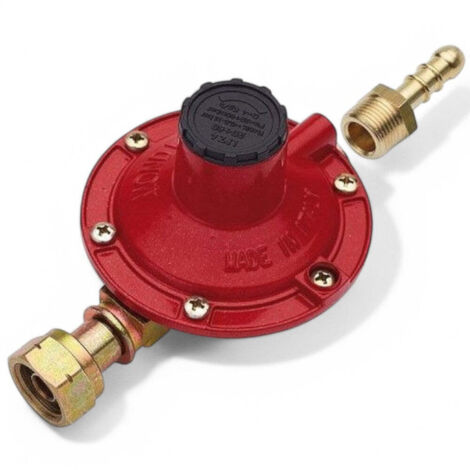 Regolatore gas bassa pressione taratura 20-60 mbar attacco dado italiano uscita portagomma gpl