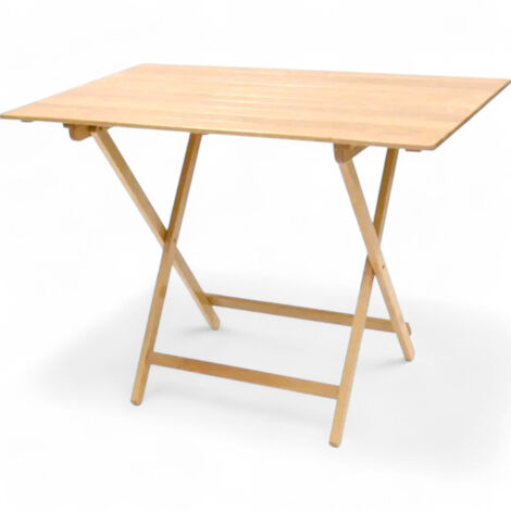 Tavolo pic nic richiudibile in legno naturale con doghe in faggio ideale per esterni e giardino - 60x100xH75 cm