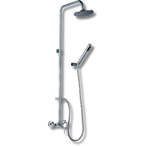 Set colonna doccia telescopica cromo con soffione e doccetta in abs (1/5)