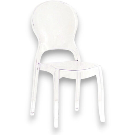 Sedia da pranzo trasparente in policarbonato con struttura resistente e design moderno dimensioni 46x55x98 cm per interni Levia (1/5)