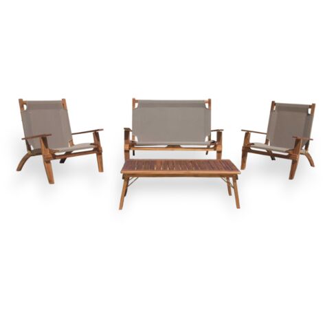 Salotto set da giardino esterno in legno di acacia con seduta in poliestere Summer Fresh (1/4)