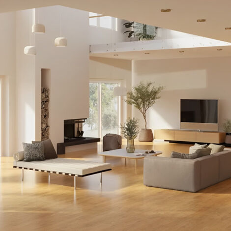 Pavimento laminato in fibra di legno con strato protettivo in corindone rovere naturale ad incastro alta resistenza usura e macchie per riscaldamento
