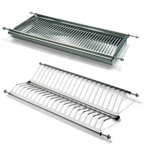 Scolapiatti regolabile in acciaio inox con vasca per incasso - 56 cm - con vasca
