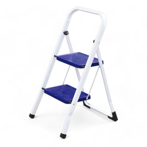 Scala 2 Gradini Sgabello 2 Gradini CILVANI In Acciaio Laccato - Antiscivolo, Portata 150 Kg, Misura 89x45 Cm Sgabello Pieghevole Leggero