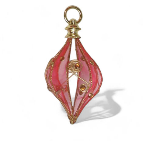 Set sfere ovali in rete rosso confezione da 6 pezzi per decorazioni e lavori fai da te - ø 6 cm (1/3)