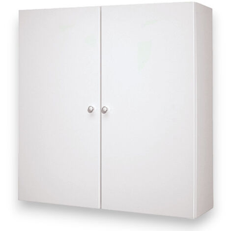Pensile mobiletto bagno a due ante con 2 ripiani interni in legno laccato 68x22xH71 cm (1/5)