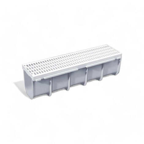 Canaletta drenaggio in polipropilene grigio con griglia per deflusso acque piovane 50x13x14 cm