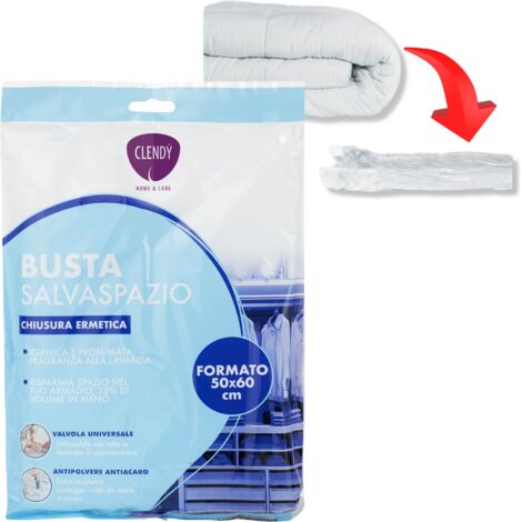 Busta salvaspazio 50x60 cm per conservare coperte piumini e golf utilizzo universale ermetico e profumato anallergico atossico (1/2)