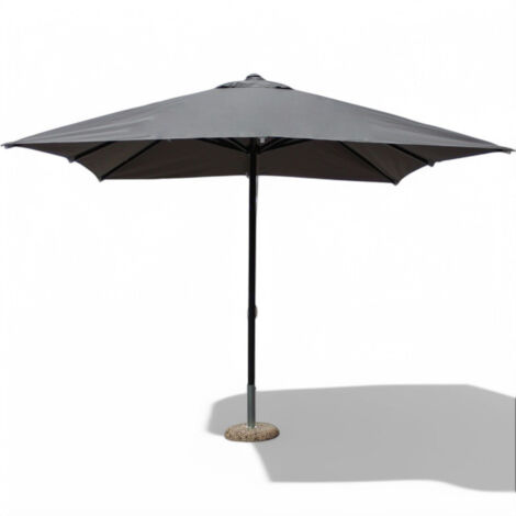 Ombrellone da giardino 3x3 m in alluminio nero con telo grigio e carrucola per esterno (1/5)