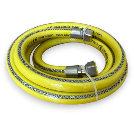 Tubo gas flessibile acciaio inox con guaina attacco ff 1/2 per collegamento apparecchi a gas naturale e gpl - 400 cm