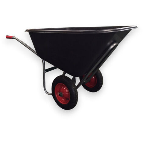 Carriola smontata con vasca 240 lt in plastica con bordo antinfortunistico e 2 ruote pneumatiche