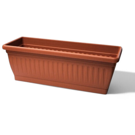 Cassetta vaso fioriera da balcone in polipropilene con sottovaso e riserva idrica ideale per piante e fiori - 60x20xH17 cm