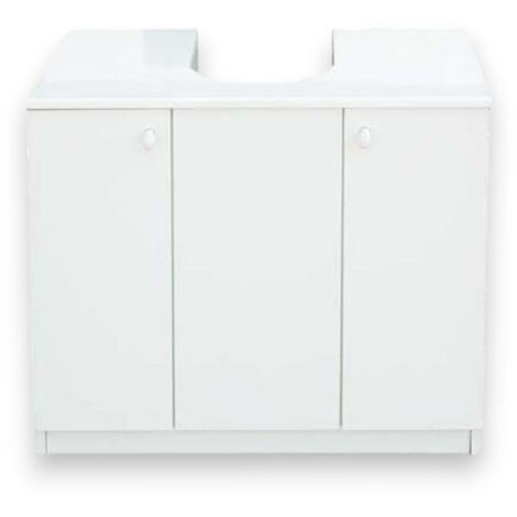 Mobiletto da bagno 2 ante copri colonna per lavabo in legno laccato bianco Lisa (1/2)