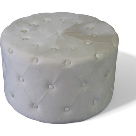 Pouf Rotondo In Velluto Blu Con Struttura Dorata E Contenitore Integrato