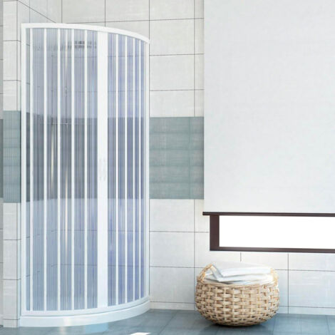 Box doccia semicircolare in PVC h185 cm con apertura centrale a soffietto - (1/5)