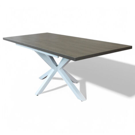 Tavolo allungabile antracite e bianco struttura in metallo con piano in melamina effetto legno 90x160/200xH75 cm Gariè (1/2)