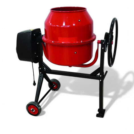Betoniera laterale monofase rossa Lt.140 motore elettrico 550W in acciaio 105x60xH125 cm (1/3)