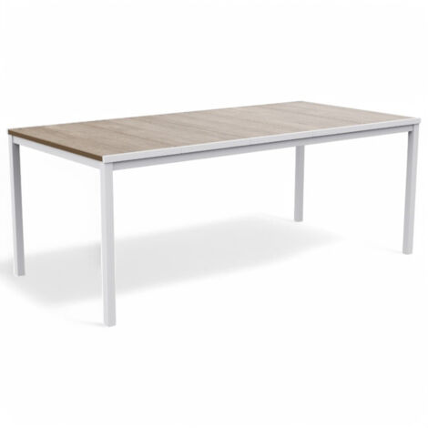 Tavolo rettangolare con struttura in acciaio effetto legno per interno esterno Porto - 159x95xH75 cm (1/2)