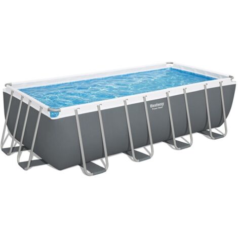 Bestway 56671 Power Steel piscina fuori terra rettangolare 488x244x122 cm di colore grigio chiaro