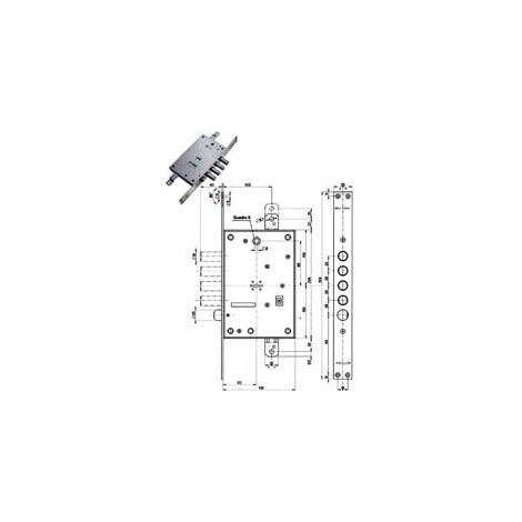 Serratura triplice infilare con scrocco doppia mappa blindate 52771/28 - Specifiche: mm 63 DX (52771DL28 36)