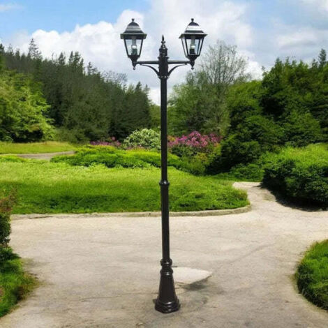 Lampione 2 Luci Su Palo Modello Berlino - 2X100w IP44 cm.72x230h. colore nero (1/4)