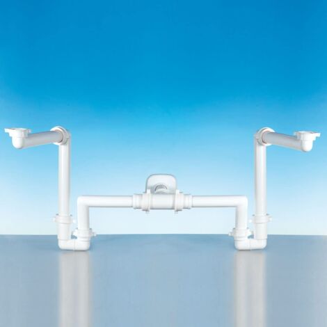 SIFONE SPAZIO BAGNO PER LAVABO DOPPIO 1"-1¼" USCITA Ø32-40 BIANCO