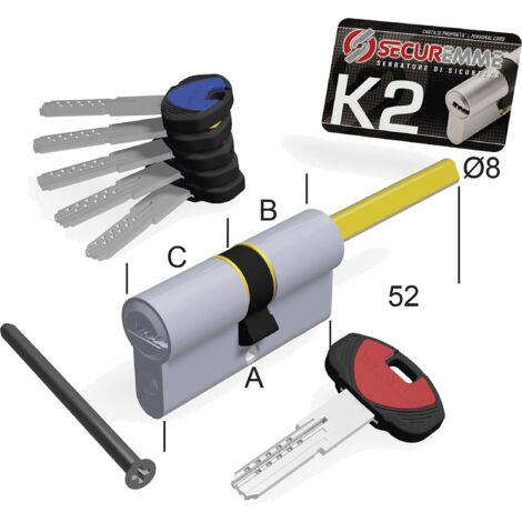 CILINDRO SAGOMATO K2 3200-Q X POMOLO SECUREMME (1/2)