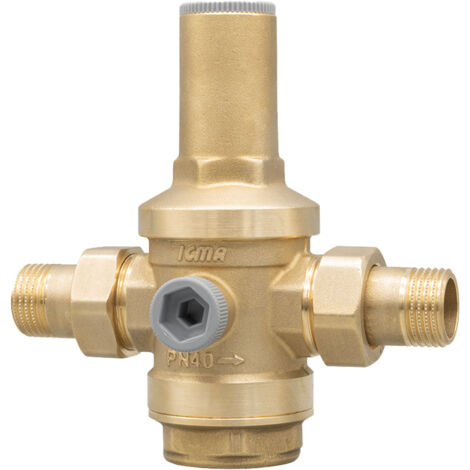 Riduttore Di Pressione Acqua A Pistone Con Attacchi Bocchettone Mm 3/4"