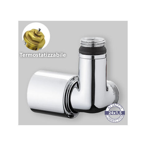 VALVOLA DAFNE TERMOSTATICA AD ANGOLO DX CROMO - 1/2 - 24 x 1.5 (1/4)