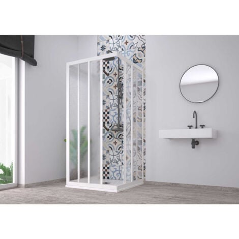 Box Doccia Angolare "Acril" Bianco 65-70 X 85-90 Cm - Ap. 46