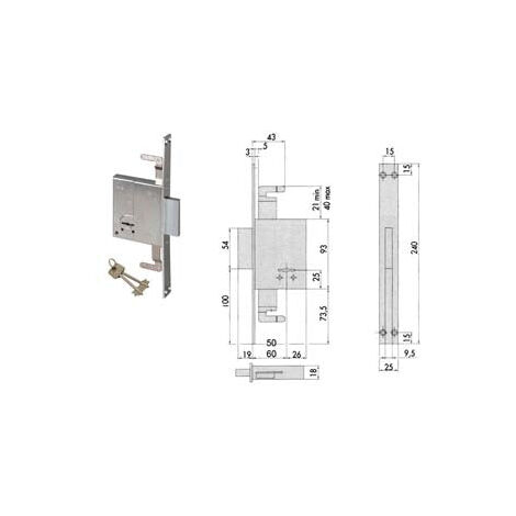 Serratura Triplice Da Infilare Doppia Mappa 57226 - mm.50 (57226500)