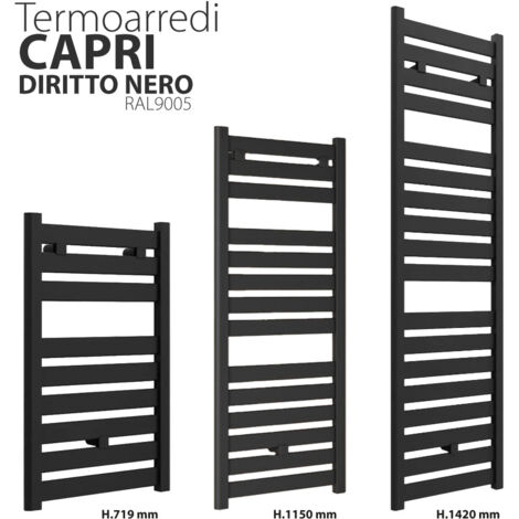 Termoarredo Capri Diritto Nero Opaco Ral 9005 719 X 500 Int.450 (1/3)