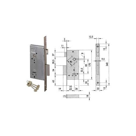 Serratura Da Infilare Doppia Mappa Con Scrocco 57211 - mm.50 (57211500)