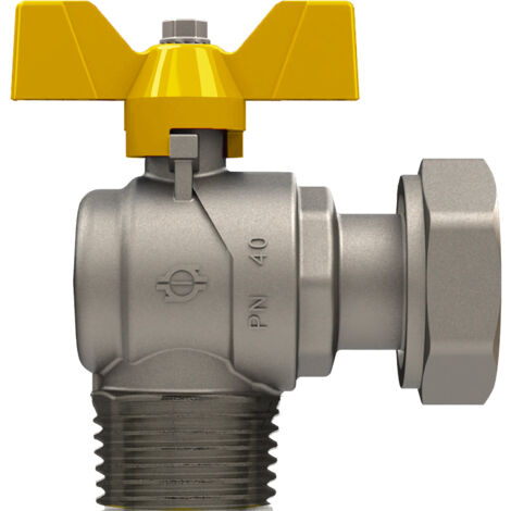 Valvola A Sfera Gas Ad Angolo M/F Con Dado Girevole E Farfalla Alluminio Fiv 1/2" X 3/4" (1/2)