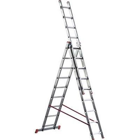 SCALA A TRE ELEMENTI 'OR3' 9+9+9 gradini - H. 5,65 mt - montante 73x25 mm