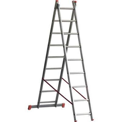 Scala TRASFORMABILE a sfilo in alluminio MARCHETTI 2 elementi 9+9 piolo 28 mm