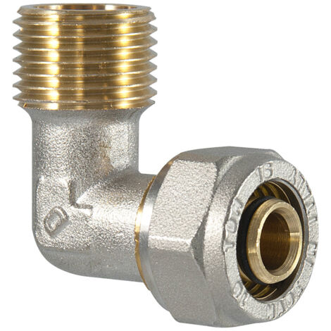 "RACCORDO CURVO MASCHIO A COMPRESSIONE PER TUBO MULTISTRATO TDM 1"""" x Ø26 (3,0) mm" (1/2)