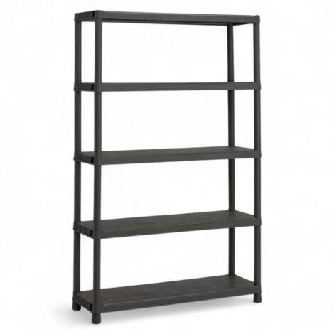 Scaffale fisso in resina antiurto con 4 ripiani in kit da interno esterno - 40x90xH188 cm - 5 ripiani