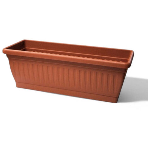 Cassetta vaso fioriera da balcone in polipropilene con sottovaso e riserva idrica ideale per piante e fiori - 50x20xH17 cm (1/2)