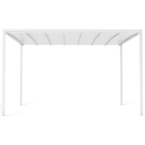 Gazebo pergola bioclimatica motorizzata da esterno in alluminio 3x3 mt con sistema retrattile integrato e illuminazione led - Bianco