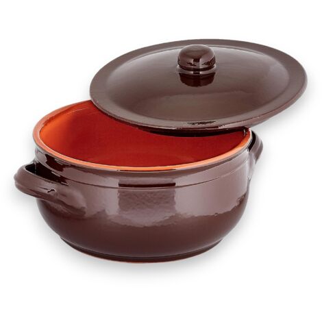 Tegame ciotola in terracotta con rivestimento ceramico per tutti i tipi di cotture Brunella - 24 cm (1/4)