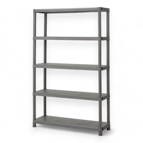 Scaffale fisso in resina antiurto con 4 ripiani in kit da interno esterno - 30x80xH188 cm - 5 ripiani