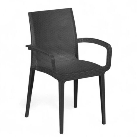 6 sedie impilabili con braccioli in resina effetto rattan antracite Duke