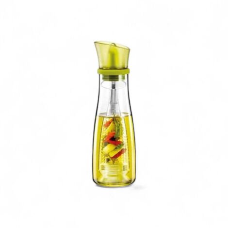 Oliera in vetro 500 ml con beccuccio versatore in silicone verde vitamino (1/4)